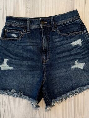 Hollister Dark Blue Distressed Denim Shorts